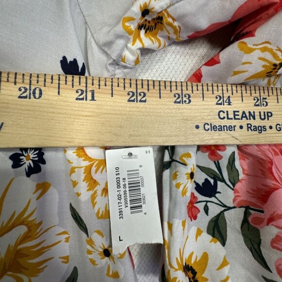 Old Navy Womens Floral Shirt Dress Size Large Gray Floral Ruffle Sleeves - Picture 10 of 16